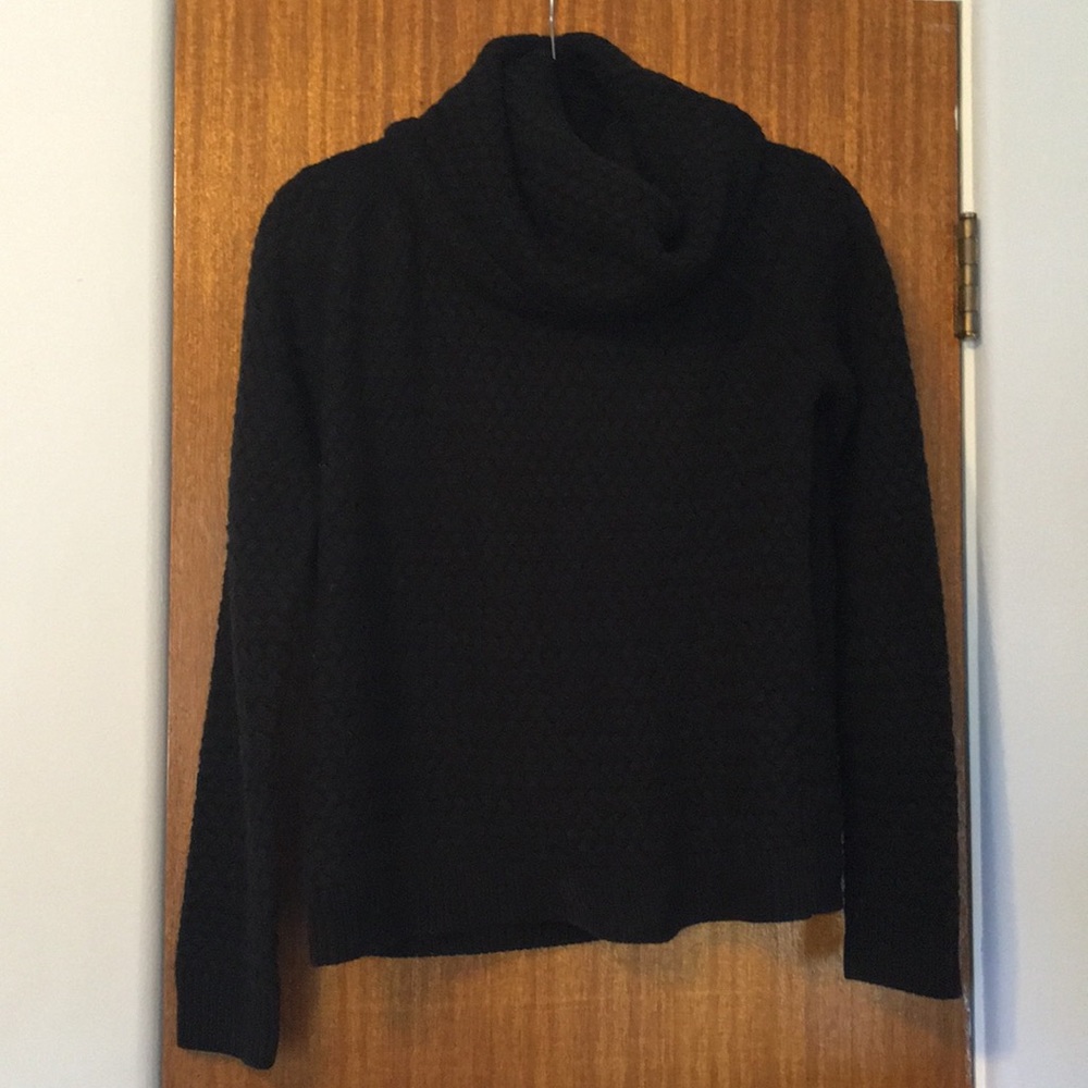 Black cowl neck knit sweater